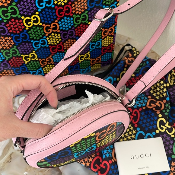 $2,250 GUCCI New GG Psychedelic Round Shoulder Bag GG Logo multicolored pink - Picture 16 of 17